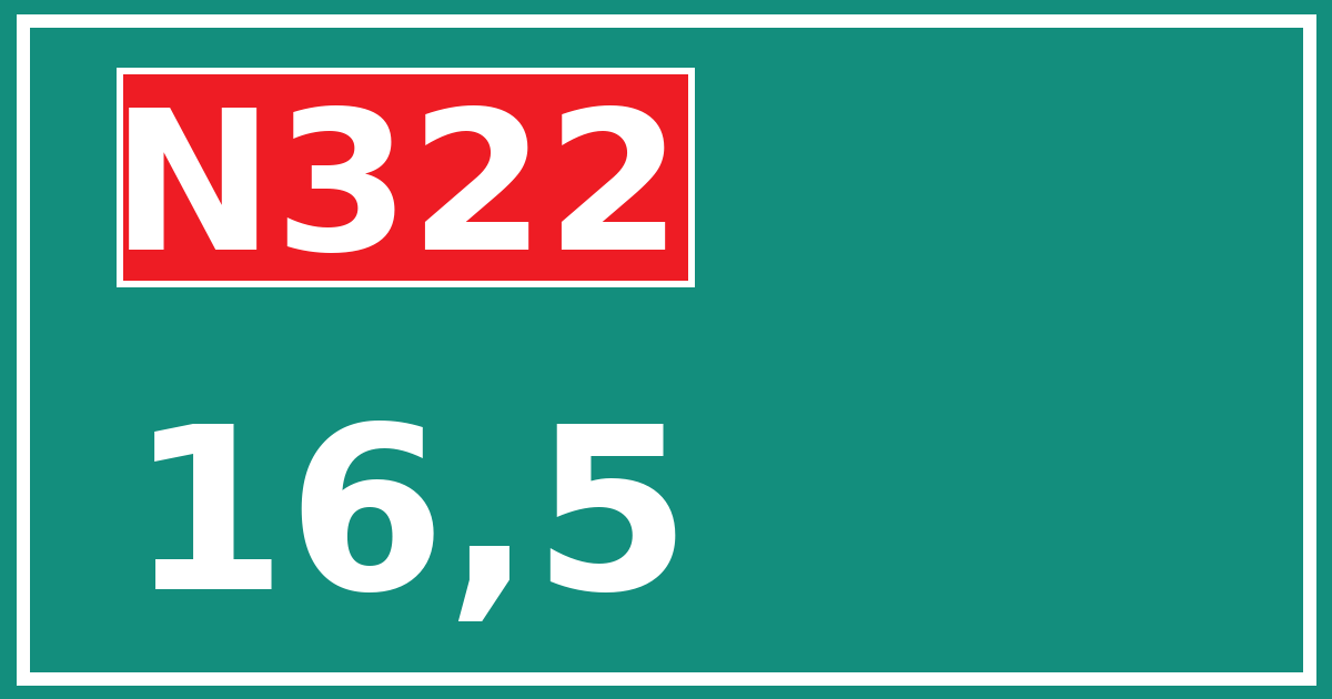 Hectometerbord N322 16,5