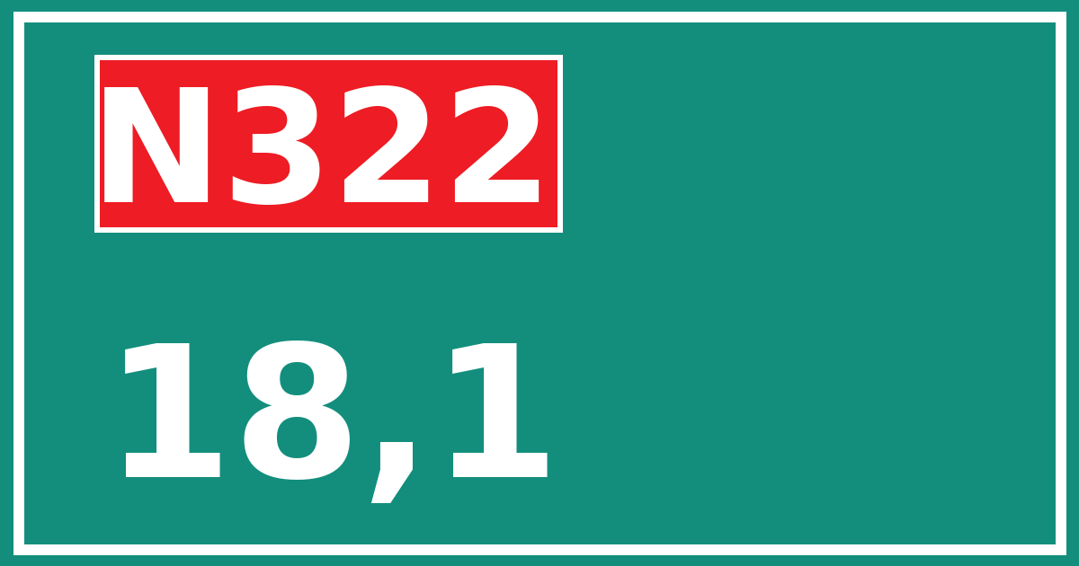 Hectometerbord N322 18,1