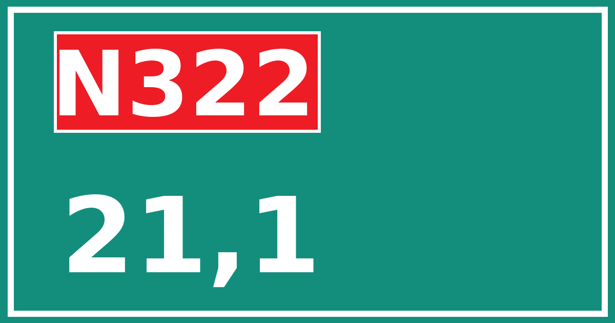 Hectometerbord N322 21,1