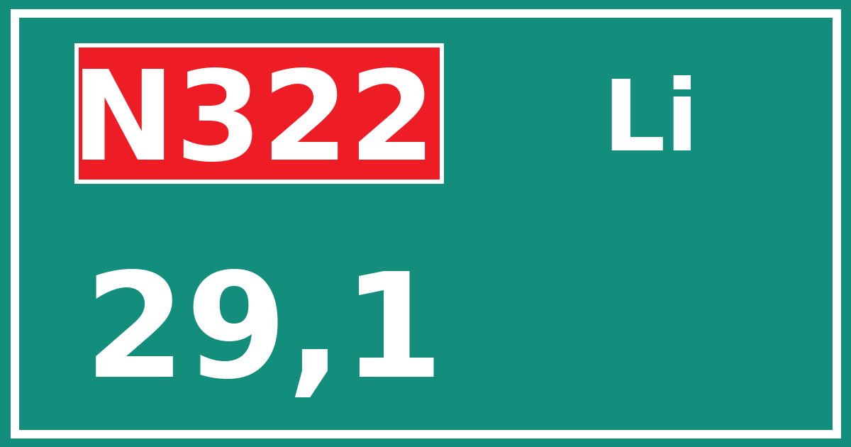 Hectometerbord N322 29,1 zijde Li