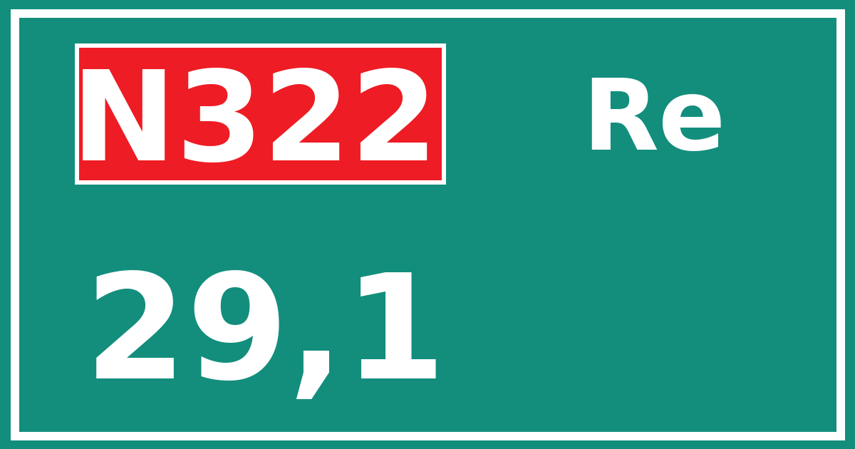 Hectometerbord N322 29,1 zijde Re