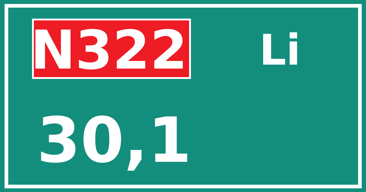 Hectometerbord N322 30,1 zijde Li