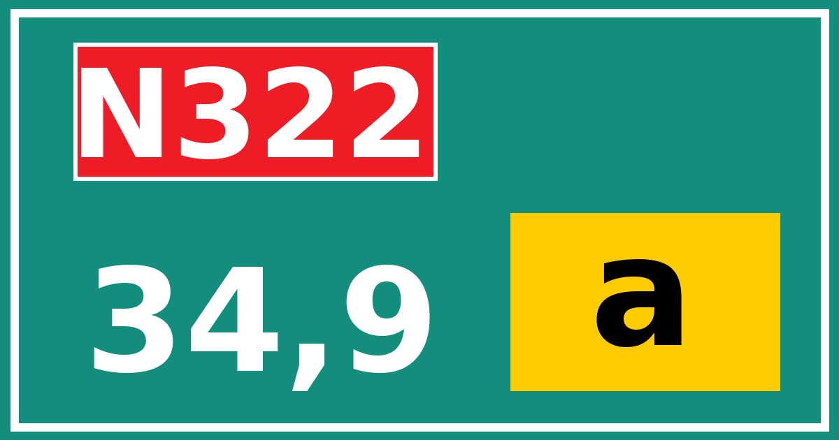 Hectometerbord N322 34,9 letter a