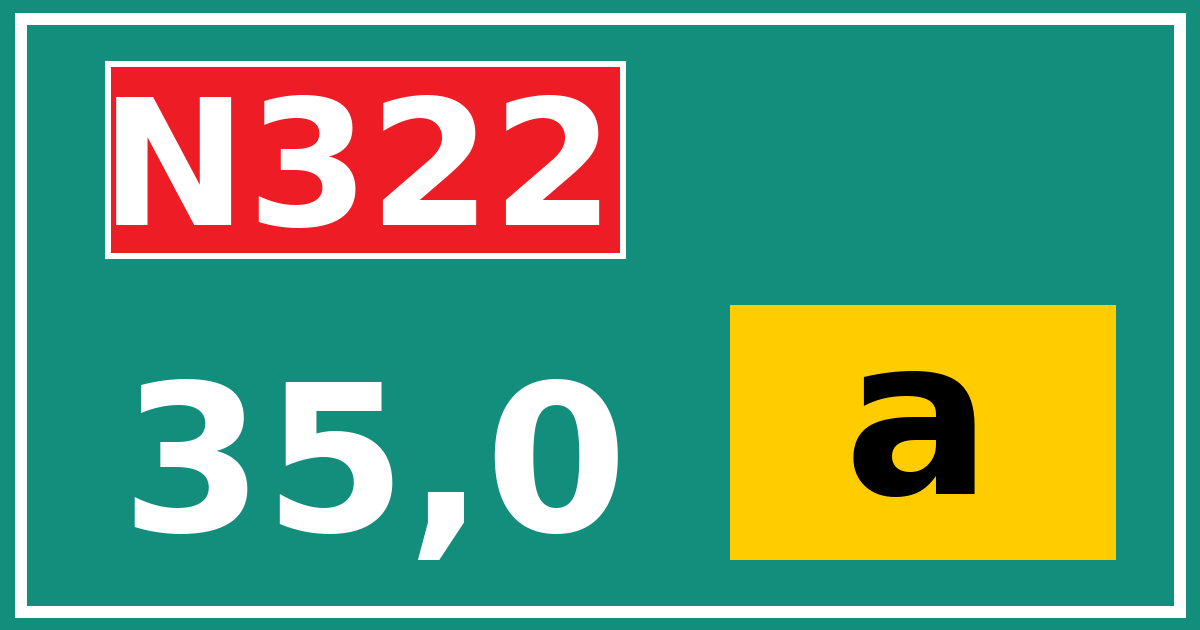 Hectometerbord N322 35,0 letter a