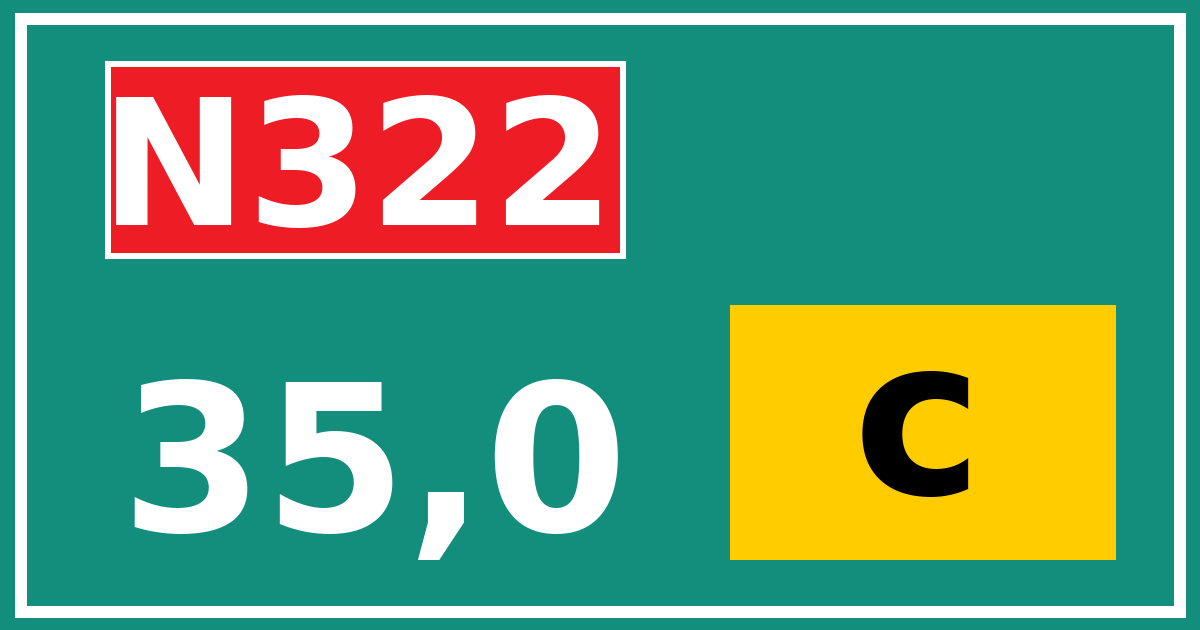 Hectometerbord N322 35,0 letter c
