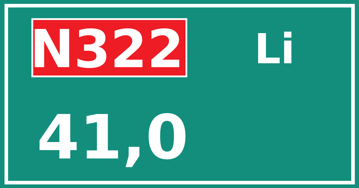 Hectometerbord N322 41,0 zijde Li