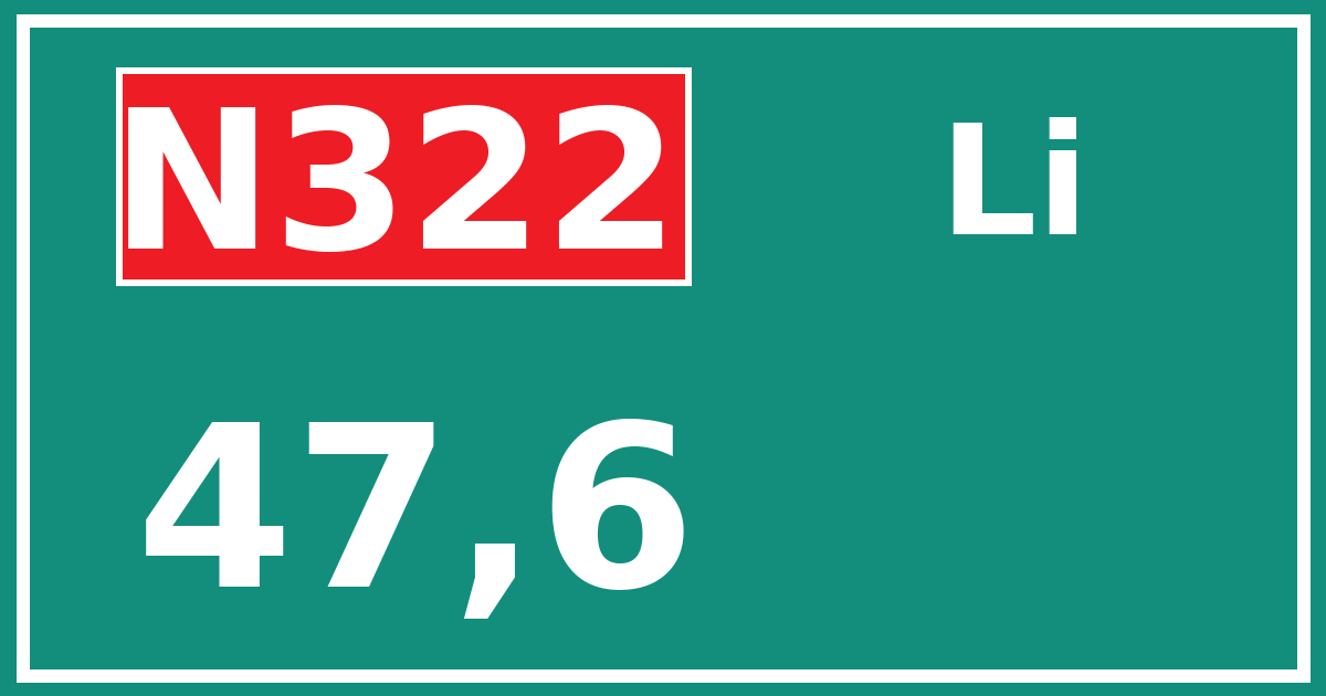 Hectometerbord N322 47,6 zijde Li