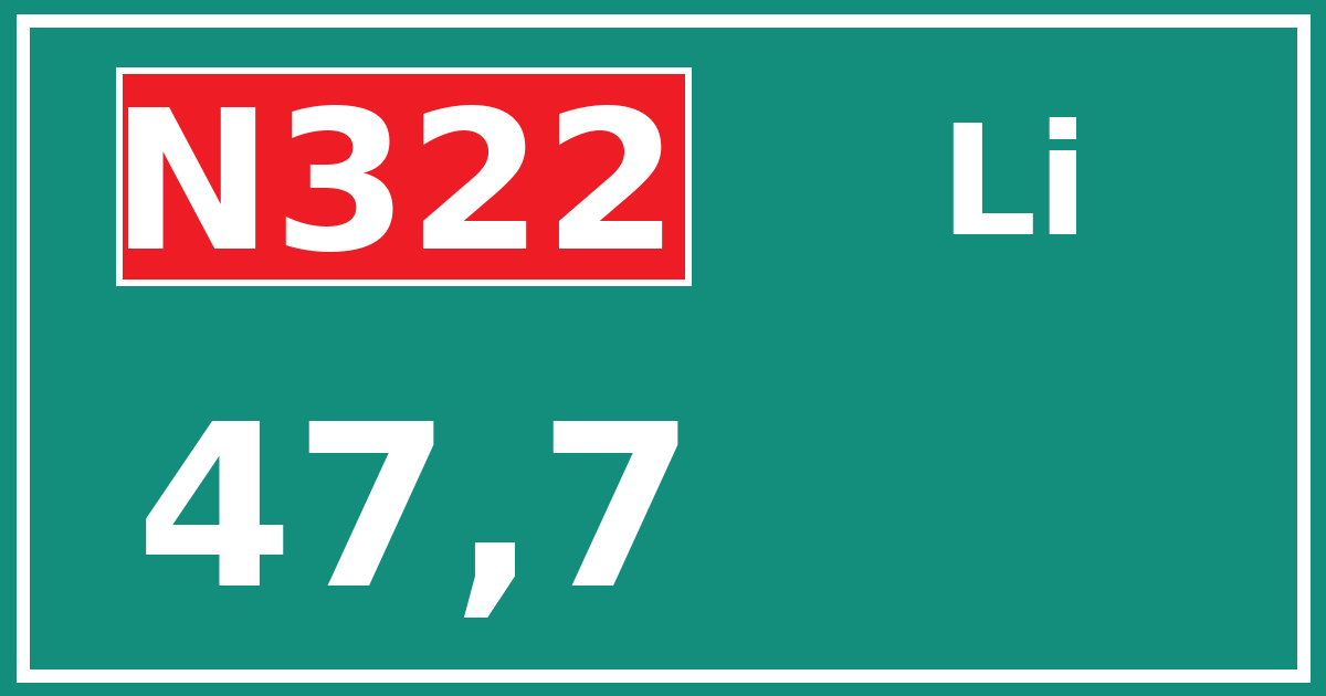 Hectometerbord N322 47,7 zijde Li