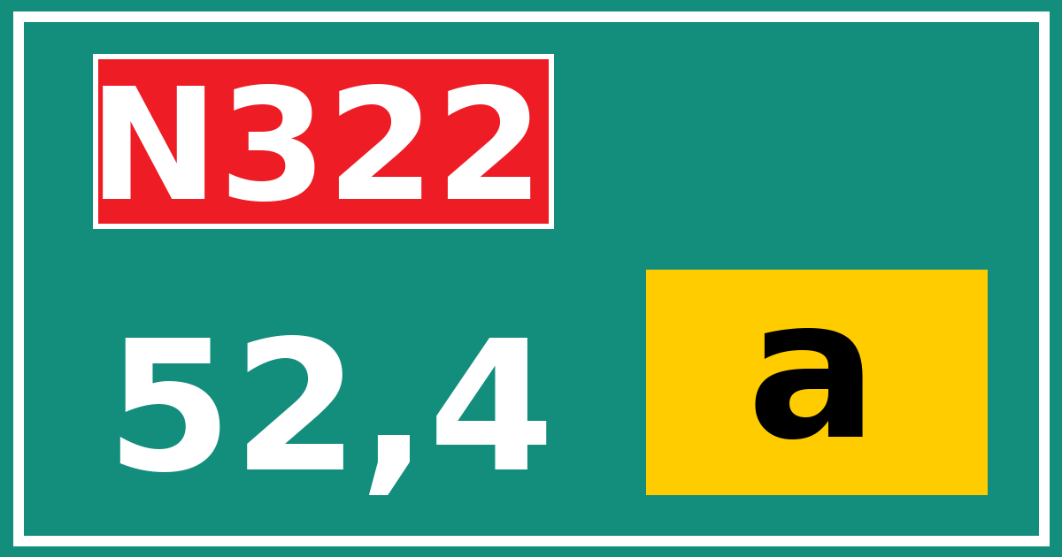 Hectometerbord N322 52,4 letter a