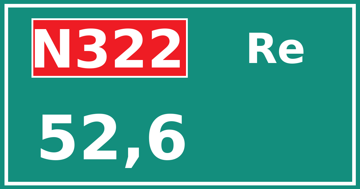 Hectometerbord N322 52,6 zijde Re