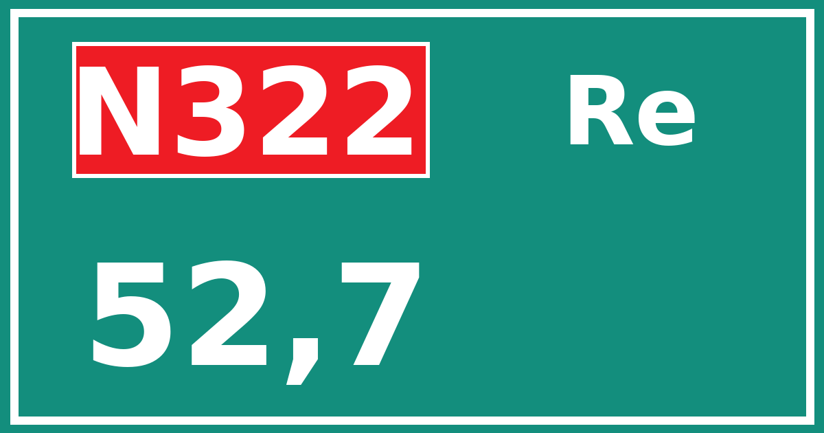 Hectometerbord N322 52,7 zijde Re