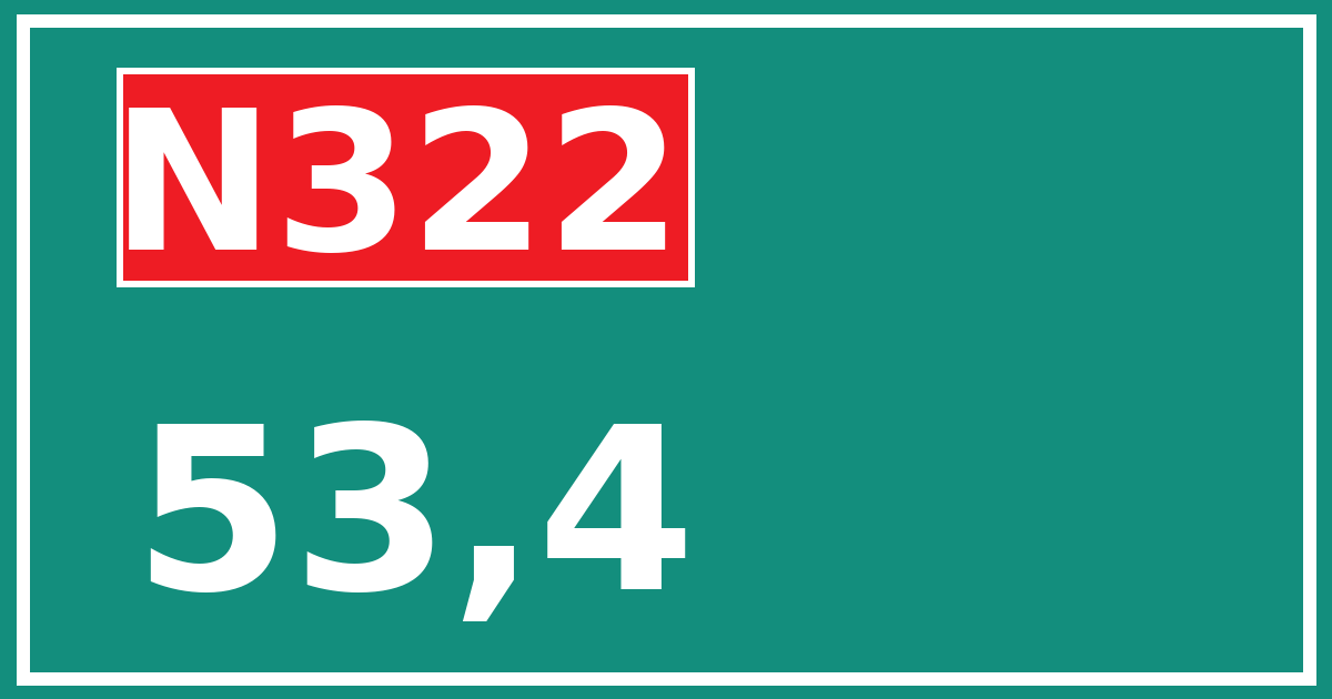 Hectometerbord N322 53,4
