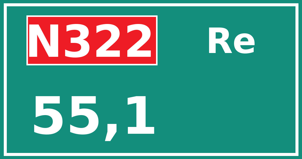 Hectometerbord N322 55,1 zijde Re