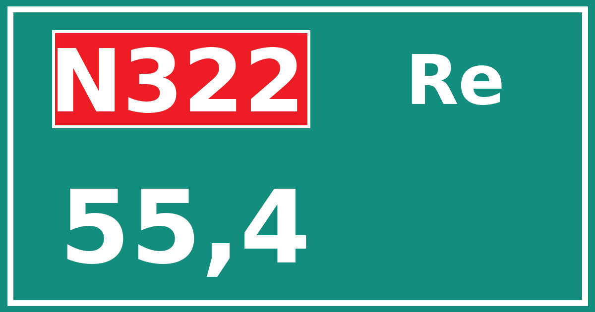 Hectometerbord N322 55,4 zijde Re