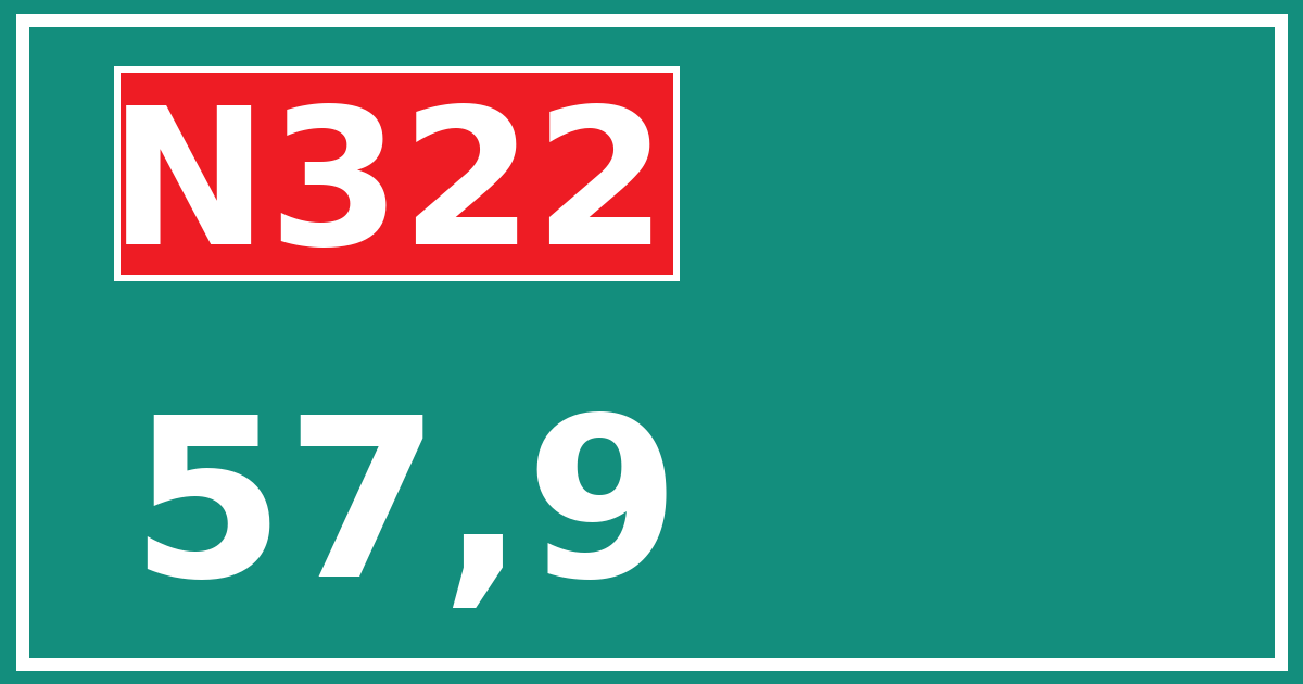 Hectometerbord N322 57,9