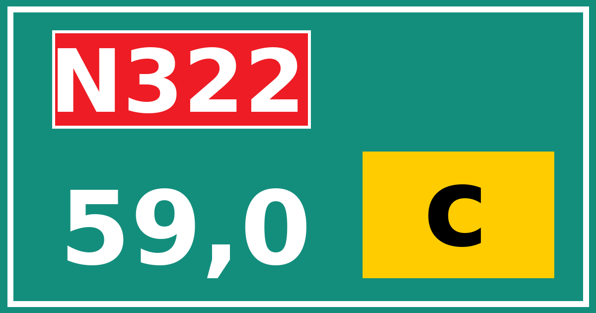 Hectometerbord N322 59,0 letter c