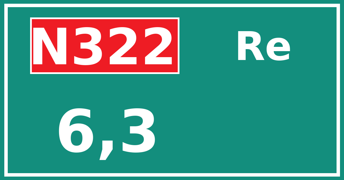 Hectometerbord N322 6,3 zijde Re
