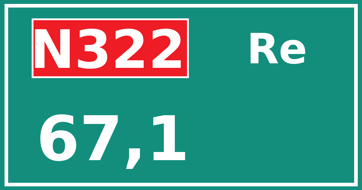 Hectometerbord N322 67,1 zijde Re