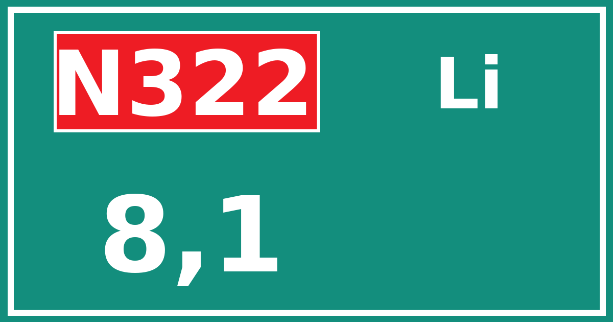 Hectometerbord N322 8,1 zijde Li