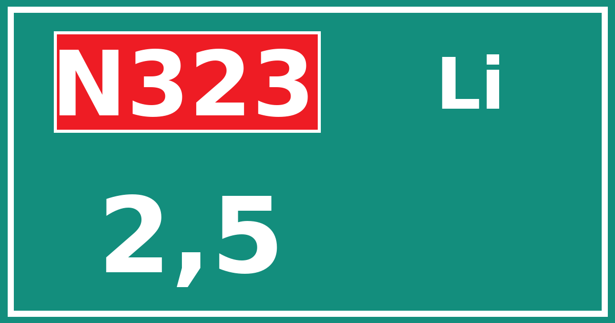 Hectometerbord N323 2,5 zijde Li