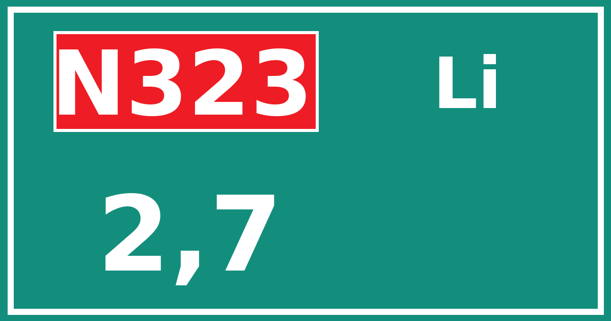Hectometerbord N323 2,7 zijde Li