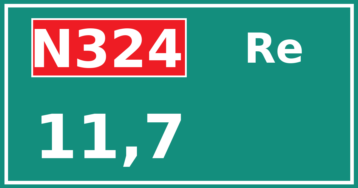 Hectometerbord N324 11,7 zijde Re