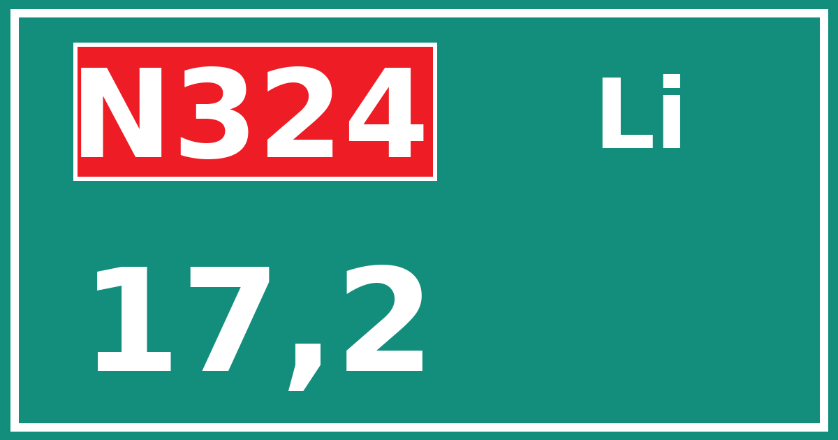 Hectometerbord N324 17,2 zijde Li