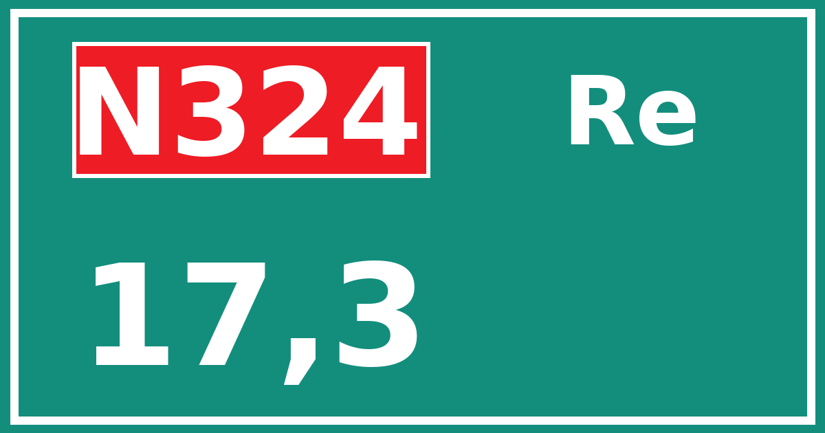 Hectometerbord N324 17,3 zijde Re