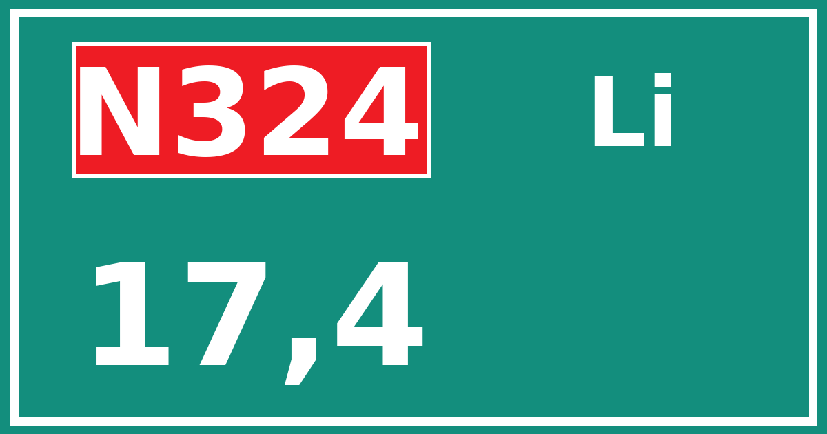 Hectometerbord N324 17,4 zijde Li