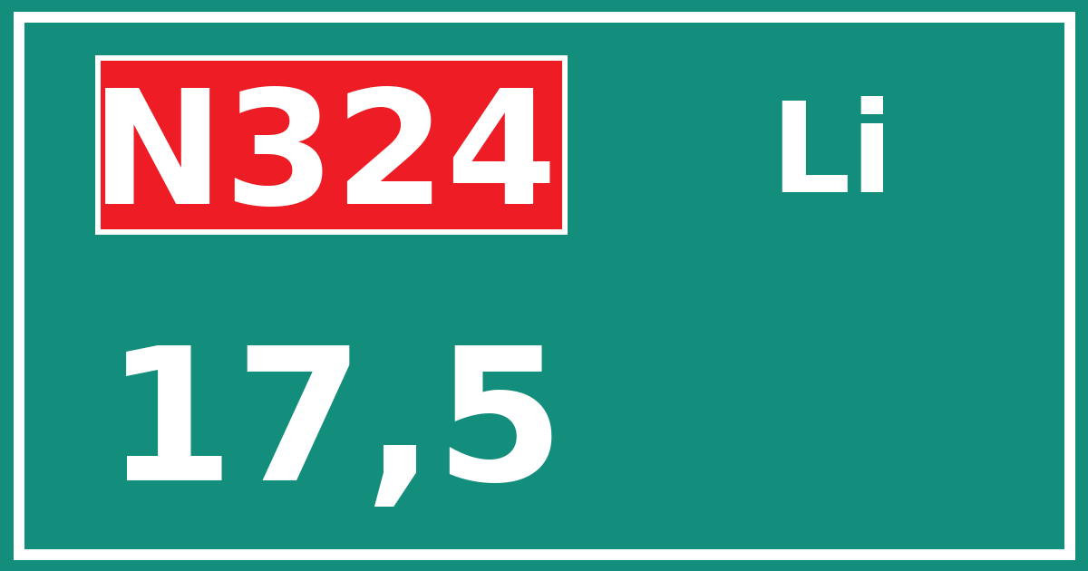 Hectometerbord N324 17,5 zijde Li