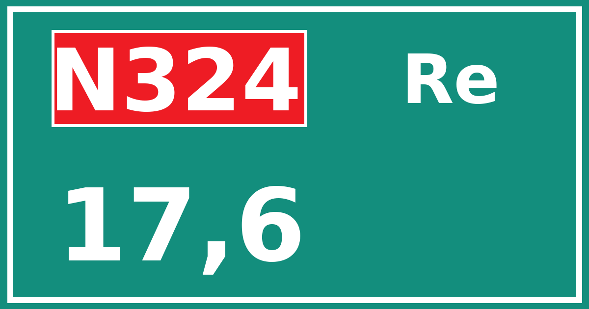 Hectometerbord N324 17,6 zijde Re