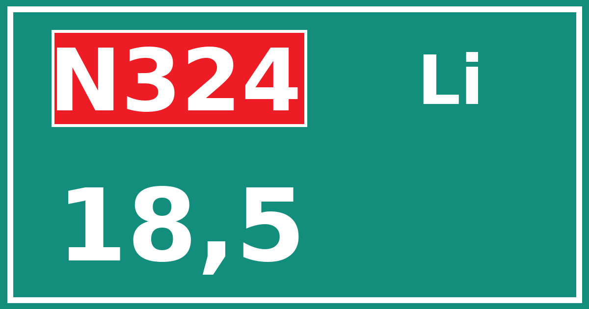 Hectometerbord N324 18,5 zijde Li