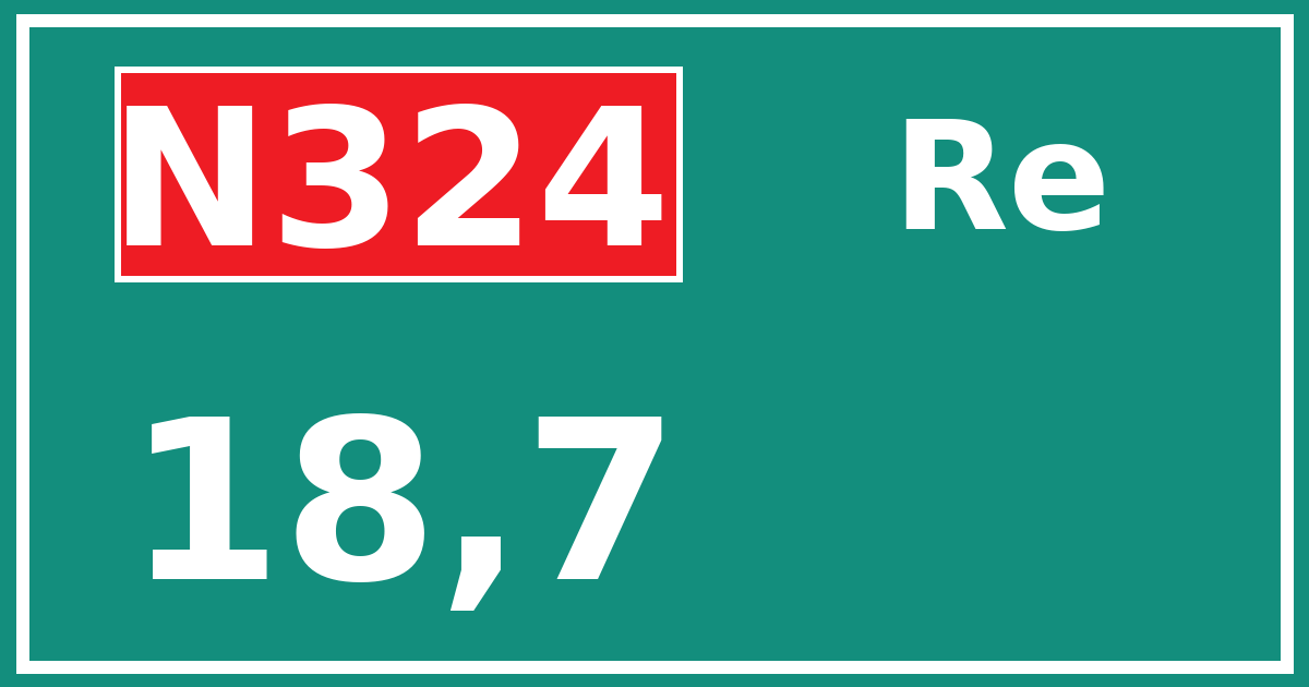 Hectometerbord N324 18,7 zijde Re