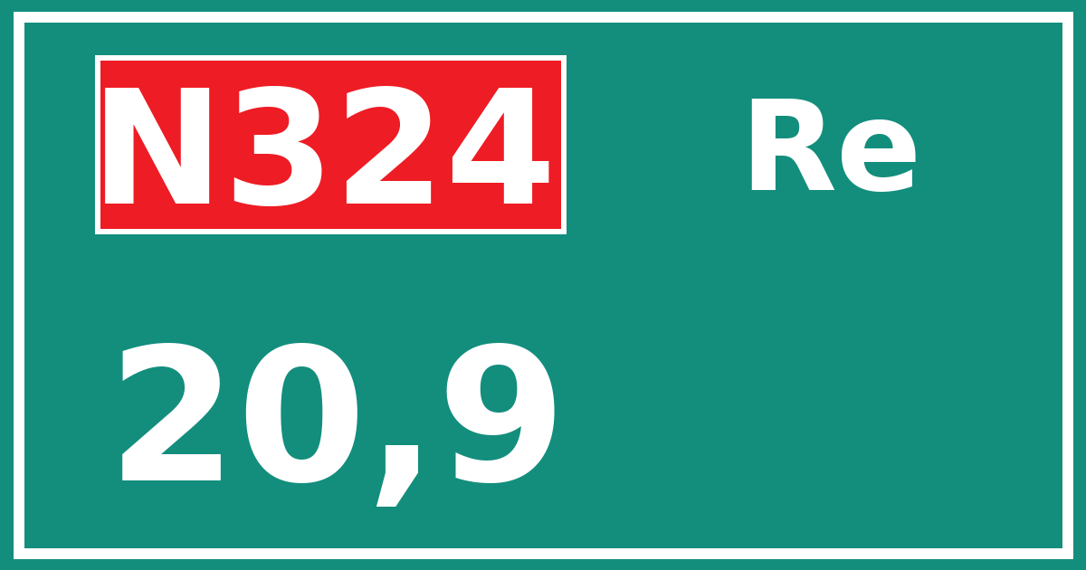 Hectometerbord N324 20,9 zijde Re