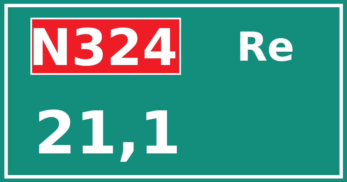 Hectometerbord N324 21,1 zijde Re