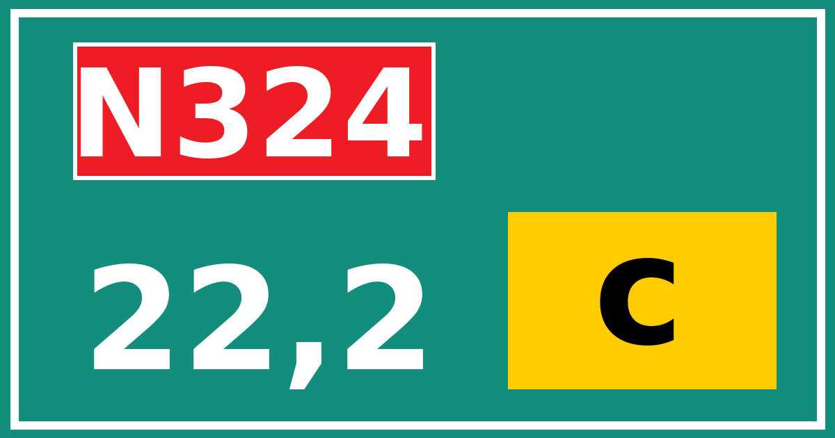 Hectometerbord N324 22,2 letter c