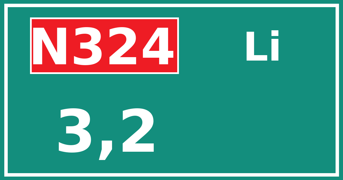 Hectometerbord N324 3,2 zijde Li