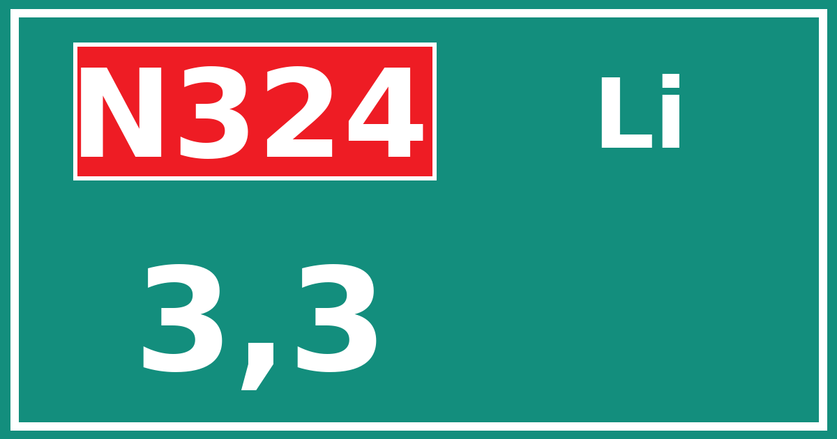 Hectometerbord N324 3,3 zijde Li