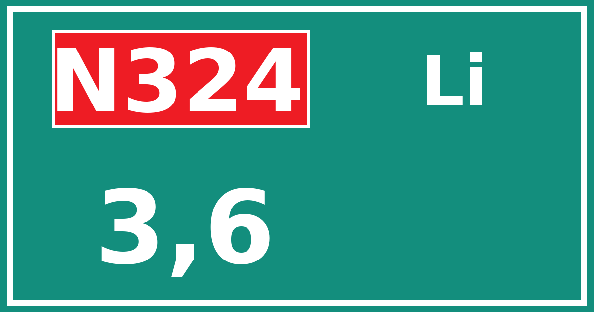 Hectometerbord N324 3,6 zijde Li