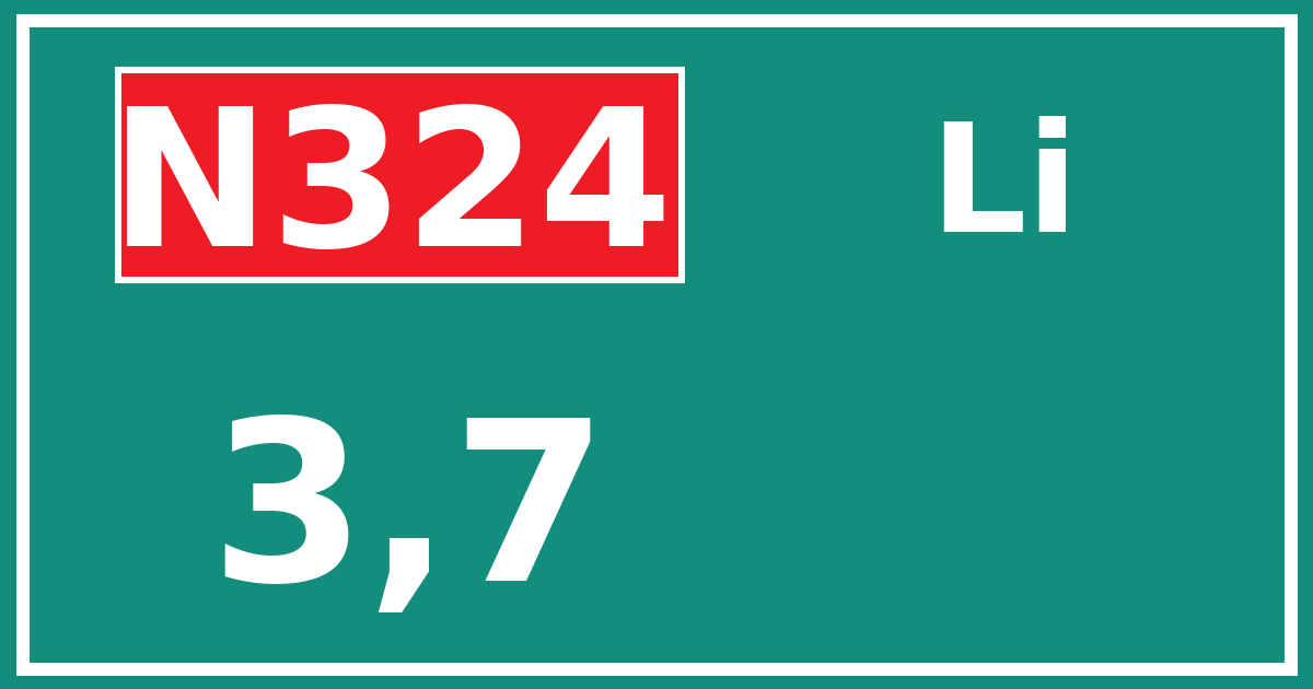 Hectometerbord N324 3,7 zijde Li