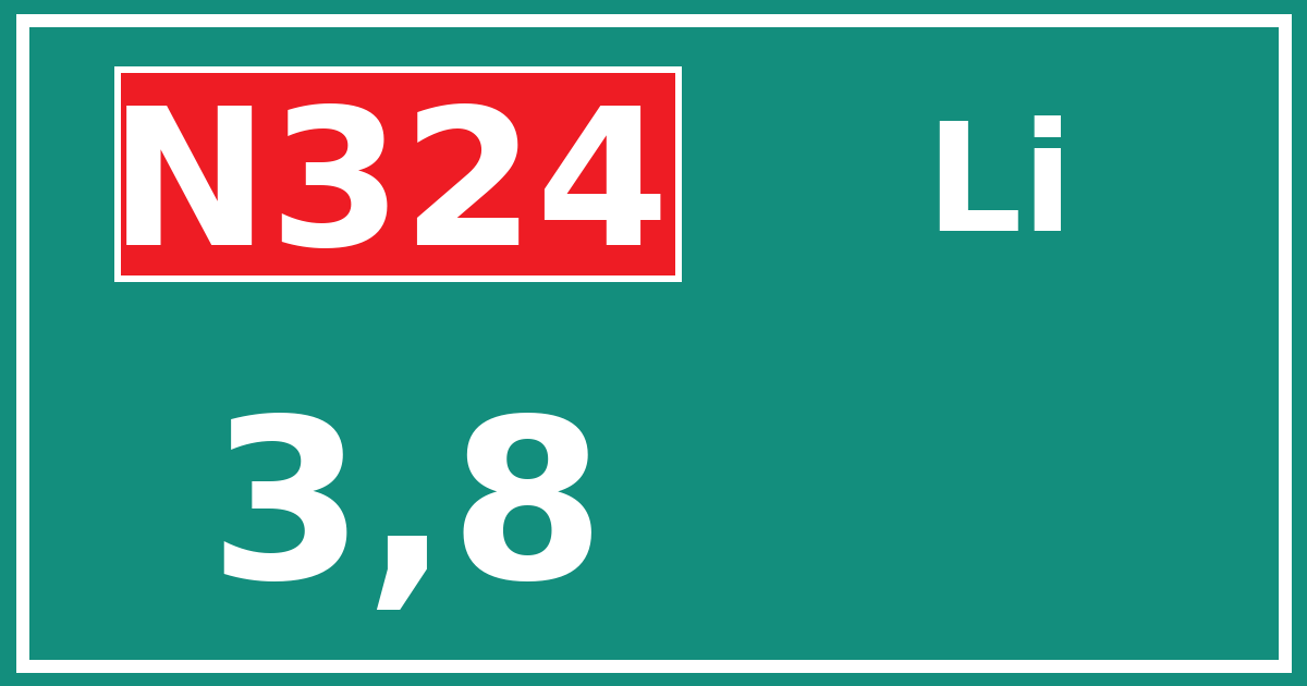 Hectometerbord N324 3,8 zijde Li
