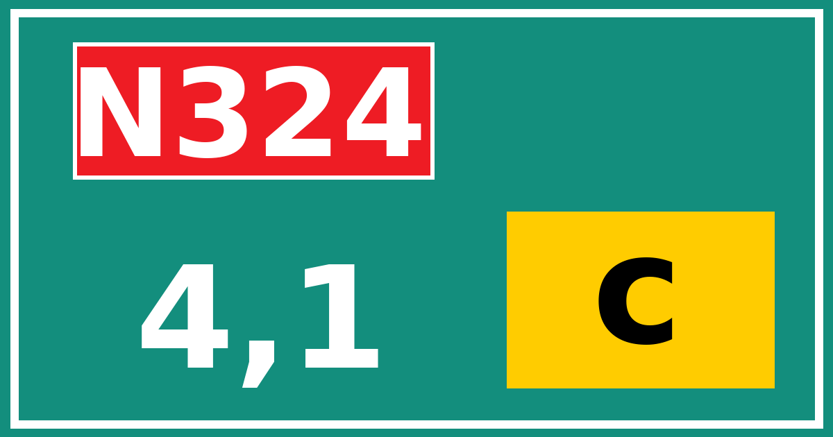 Hectometerbord N324 4,1 letter c