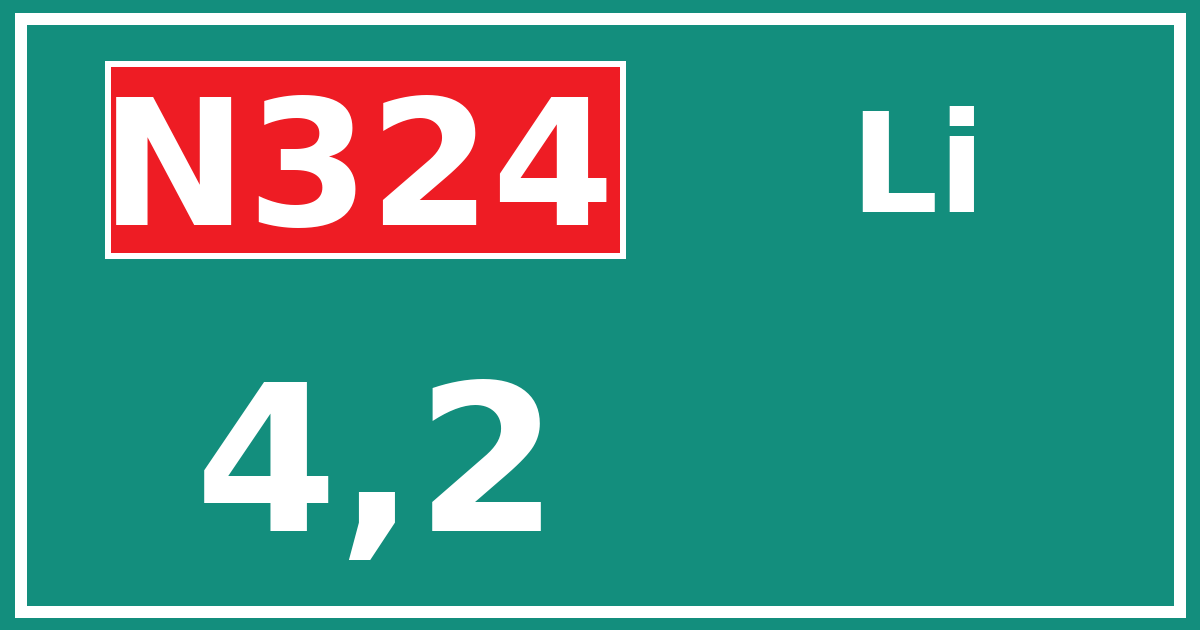 Hectometerbord N324 4,2 zijde Li