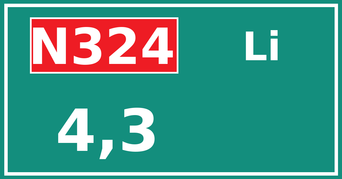 Hectometerbord N324 4,3 zijde Li