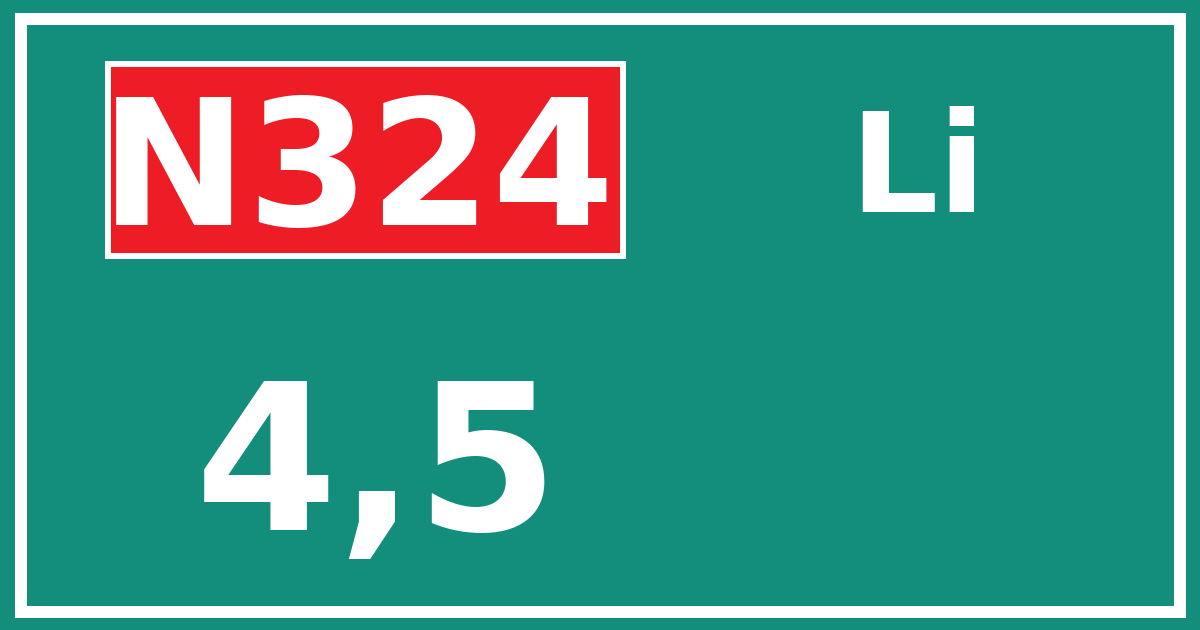 Hectometerbord N324 4,5 zijde Li