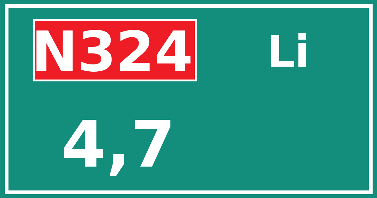 Hectometerbord N324 4,7 zijde Li