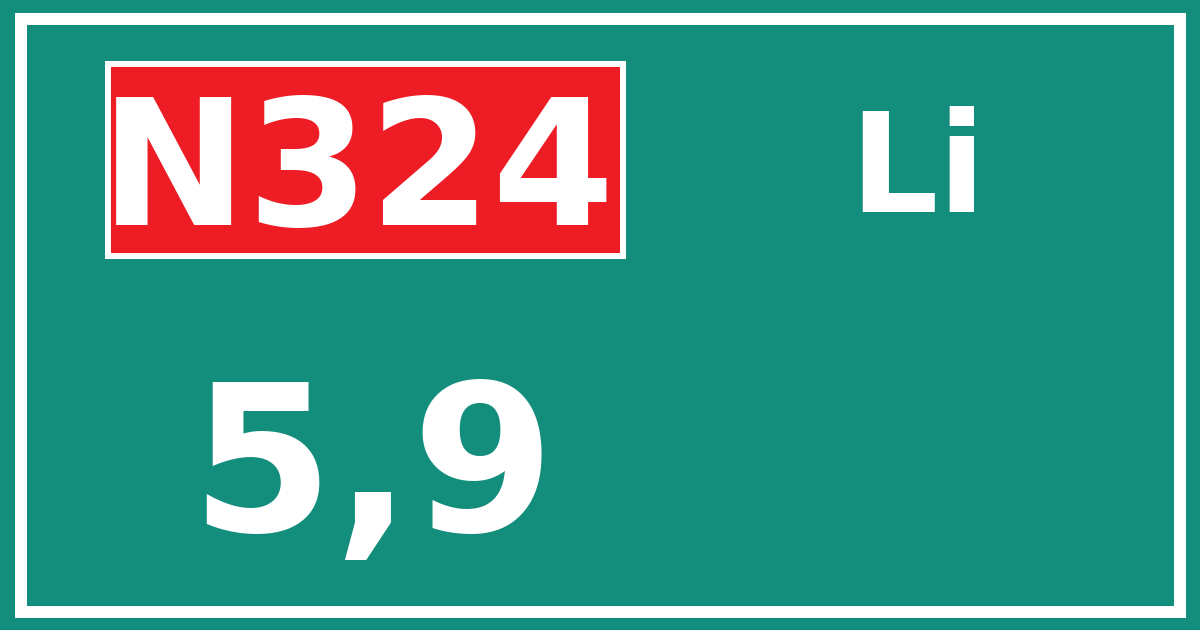 Hectometerbord N324 5,9 zijde Li