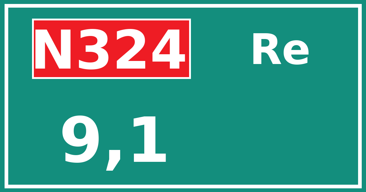 Hectometerbord N324 9,1 zijde Re