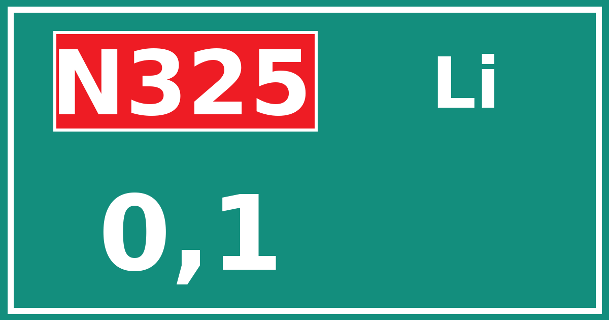 Hectometerbord N325 0,1 zijde Li