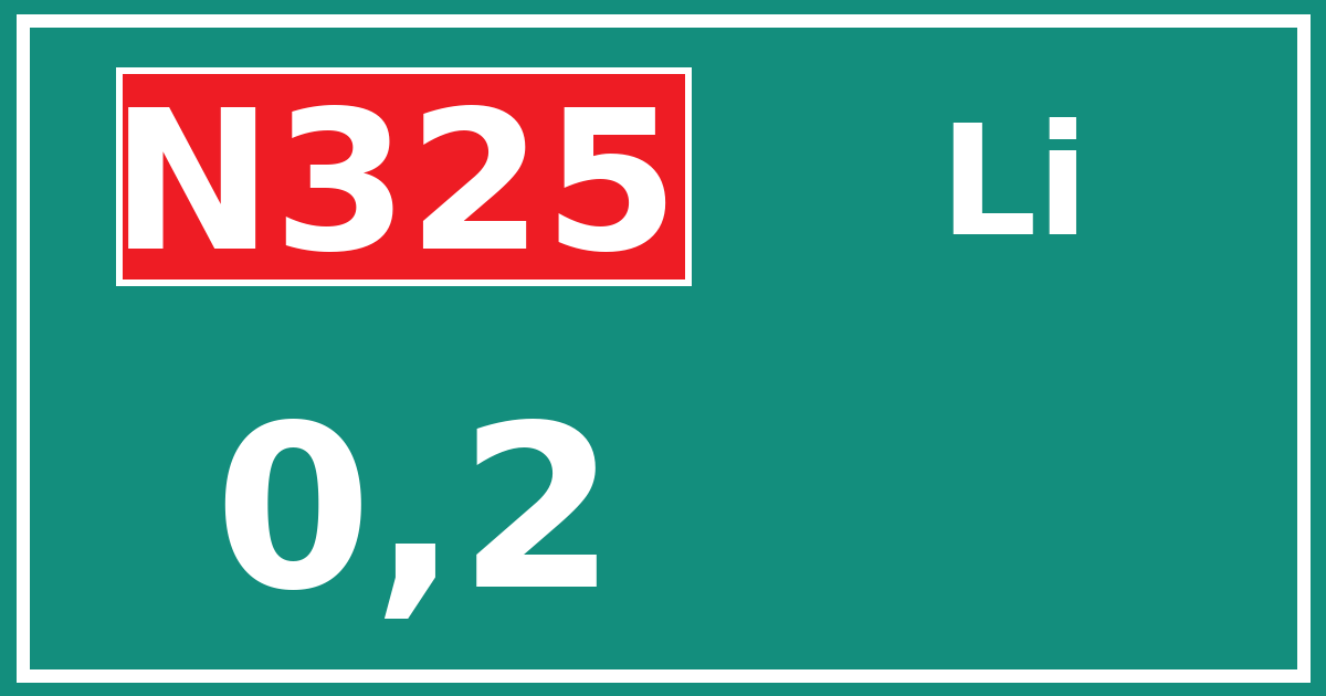 Hectometerbord N325 0,2 zijde Li